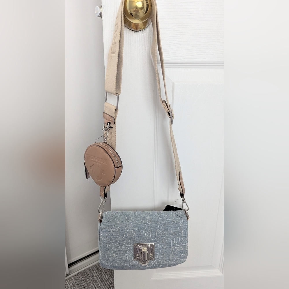 BNWT - True Religion Denim Quilted Crossbody or Shoulder Bag with Change Purse